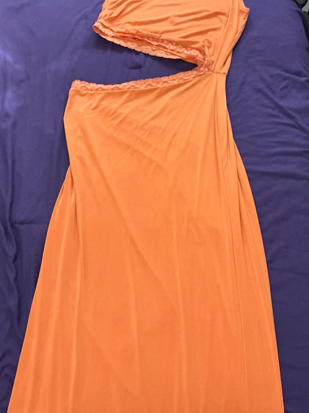 Fashion Nova One-Shoulder Orange Cutout Maxi